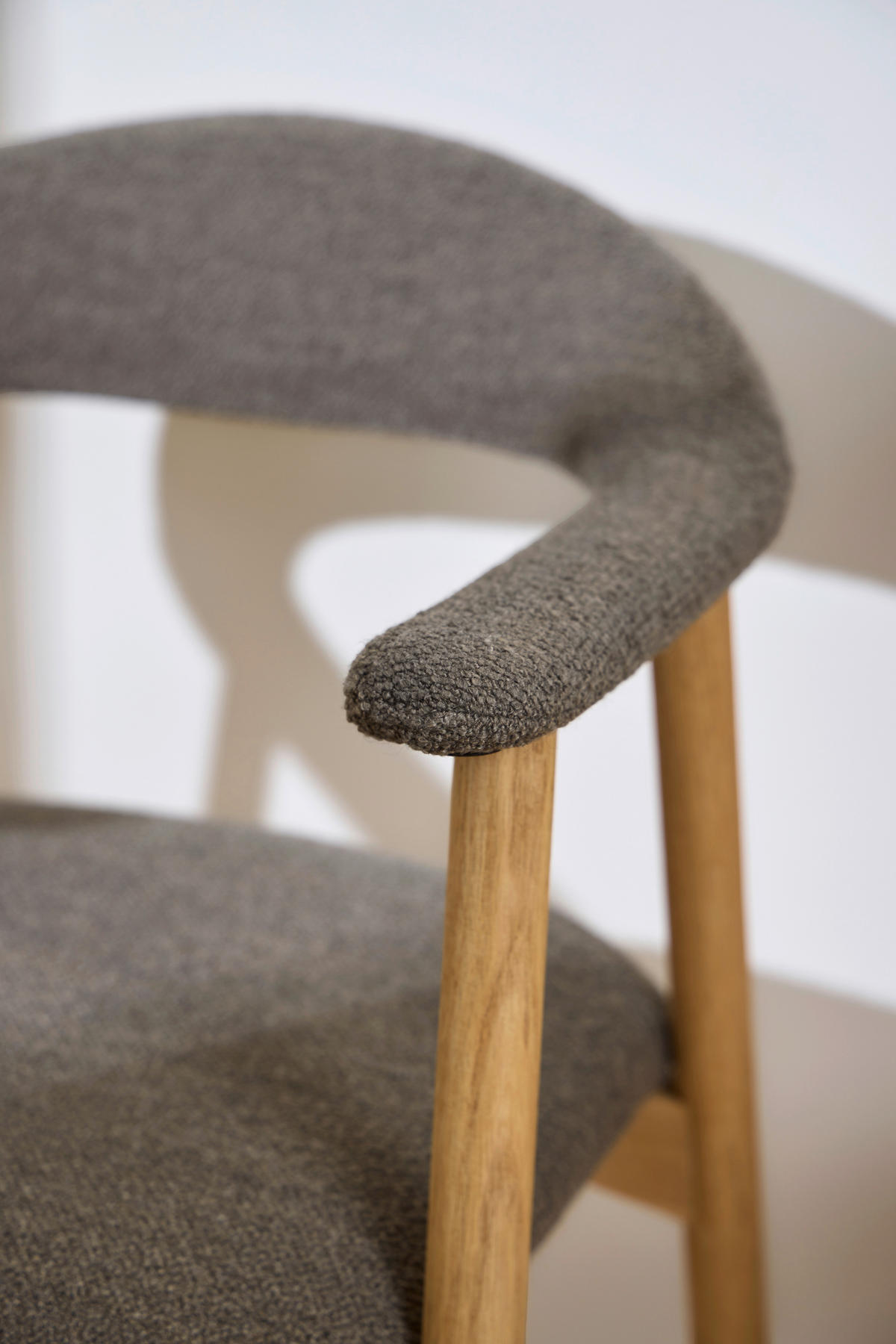 ARMLEHNSTUHL  in Bouclé  - Taupe/Eichefarben, Design, Holz/Textil (56/75,5/54cm) - MID.YOU