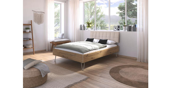 BETT 140/200 cm  in Eiche Artisan  - Champagner/Eiche Artisan, Design, Holzwerkstoff/Textil (140/200cm) - Carryhome