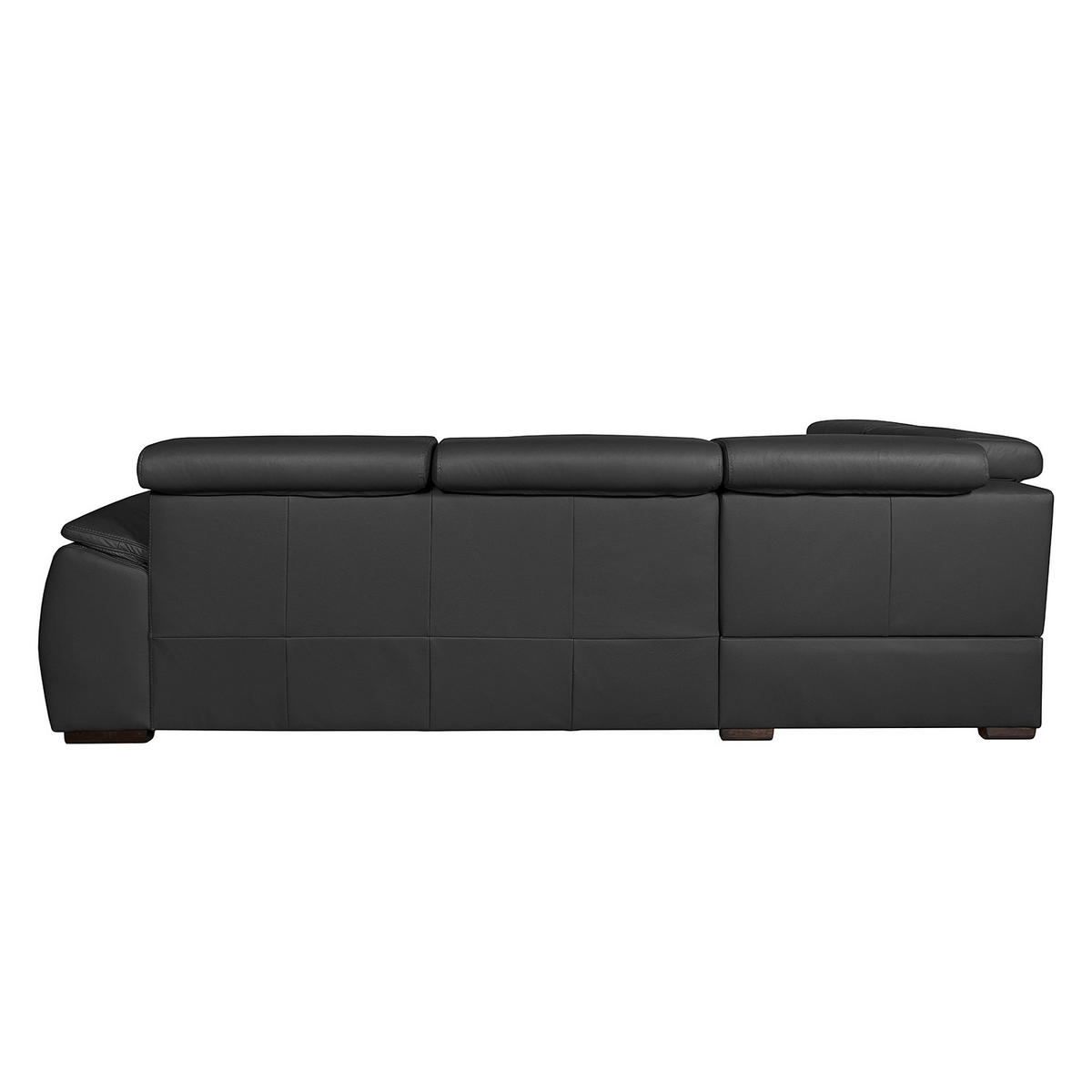 ECKSOFA Schwarz Echtleder  - Wengefarben/Schwarz, Design, Leder/Holz (211/265cm) - Livetastic