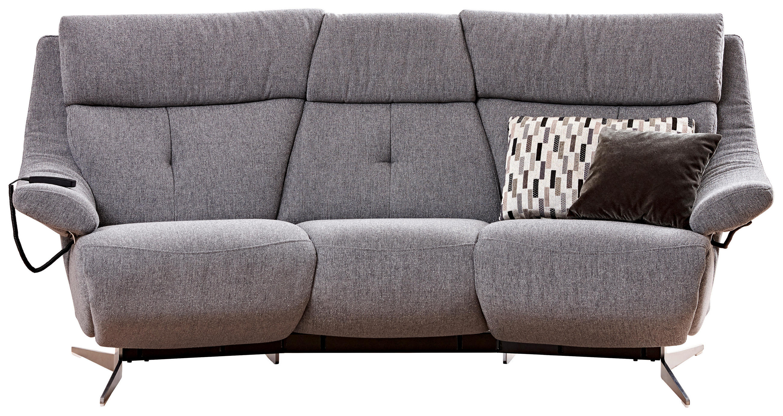 HEIMKINO-SOFA Chenille Grau  - Edelstahlfarben/Grau, KONVENTIONELL, Holz/Textil (221/107/106cm) - Himolla Komfortklass