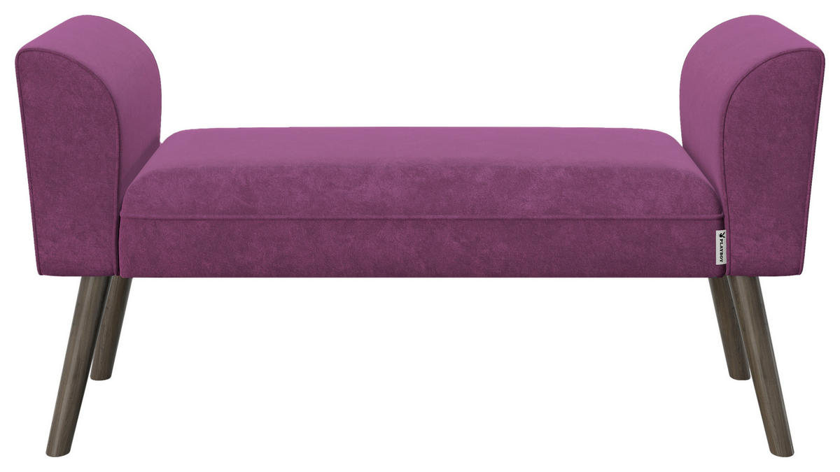 HOCKERBANK 92,7/54,50/30 cm Samt Lila Holz  - Lila/Walnussfarben, MODERN, Holz/Textil (92,7/54,50/30cm) - Playboy