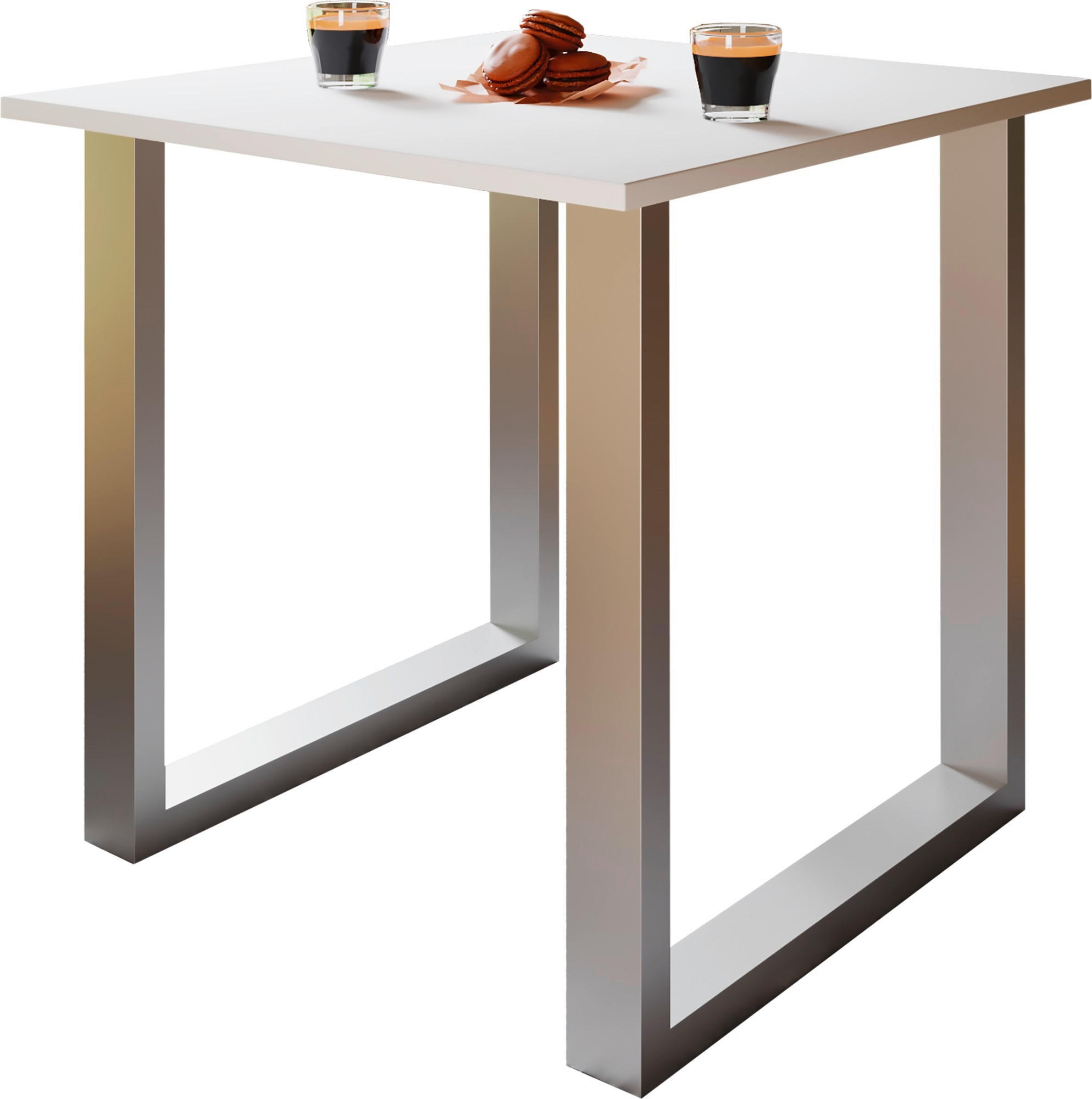 SCHREIBTISCH  in Silberfarben, Weiß  - Silberfarben/Weiß, Design, Holzwerkstoff/Metall (80/76/50cm) - MID.YOU