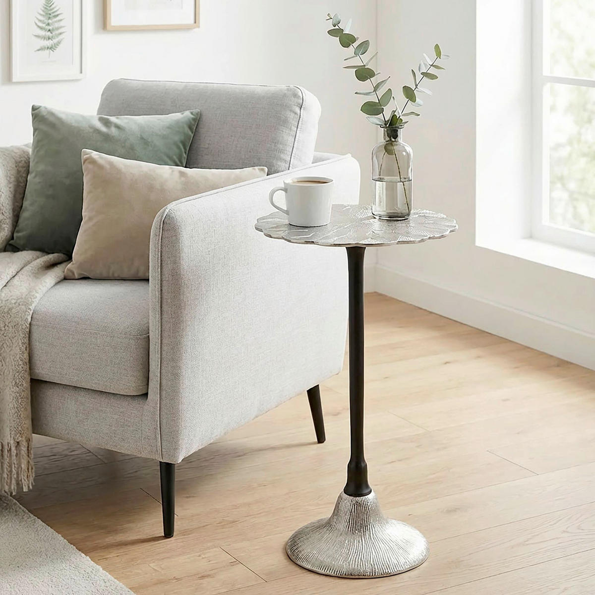 BEISTELLTISCH Silberfarben rund  - Silberfarben, Design, Metall (29/54/29cm) - Livetastic