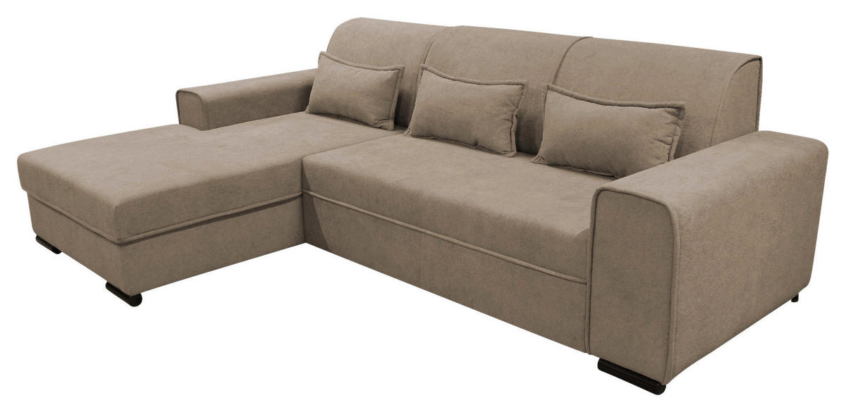 ECKSOFA in Struktur, Bouclé Taupe  - Taupe/Schwarz, Design, Kunststoff/Textil (175/270cm) - MID.YOU