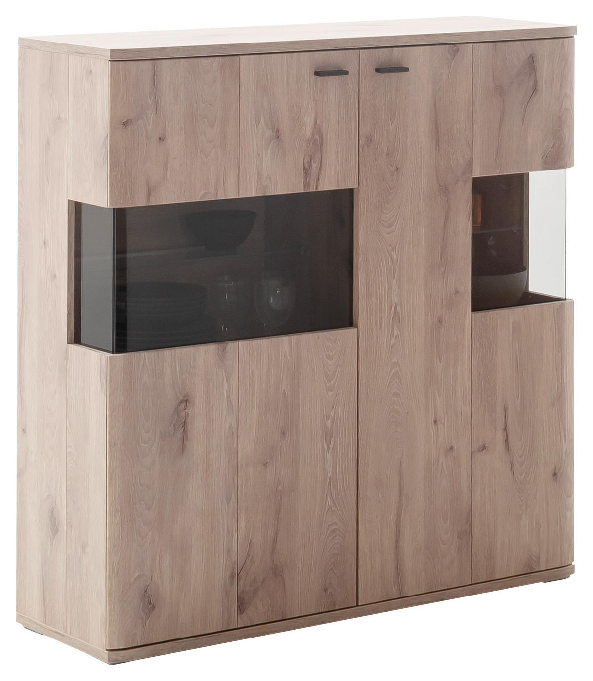 HIGHBOARD Asmara  in 119/120/37 cm  - Eichefarben/Anthrazit, Design, Glas/Holzwerkstoff (119/120/37cm) - MID.YOU