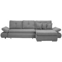 ECKSOFA Hellgrau Webstoff  - Chromfarben/Hellgrau, Design, Kunststoff/Textil (302/187cm) - Carryhome