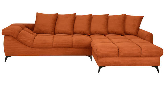 ECKSOFA Dunkelorange Cord Rückenkissen, Armlehnenkissen, Rücken echt  - Dunkelorange/Schwarz, KONVENTIONELL, Textil/Metall (332/231cm) - Carryhome