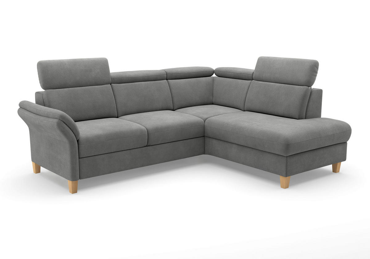 ECKSOFA GLENDALE E Grau Flachgewebe  - Eichefarben/Grau, KONVENTIONELL, Holz/Textil (247/193cm) - Sit & More