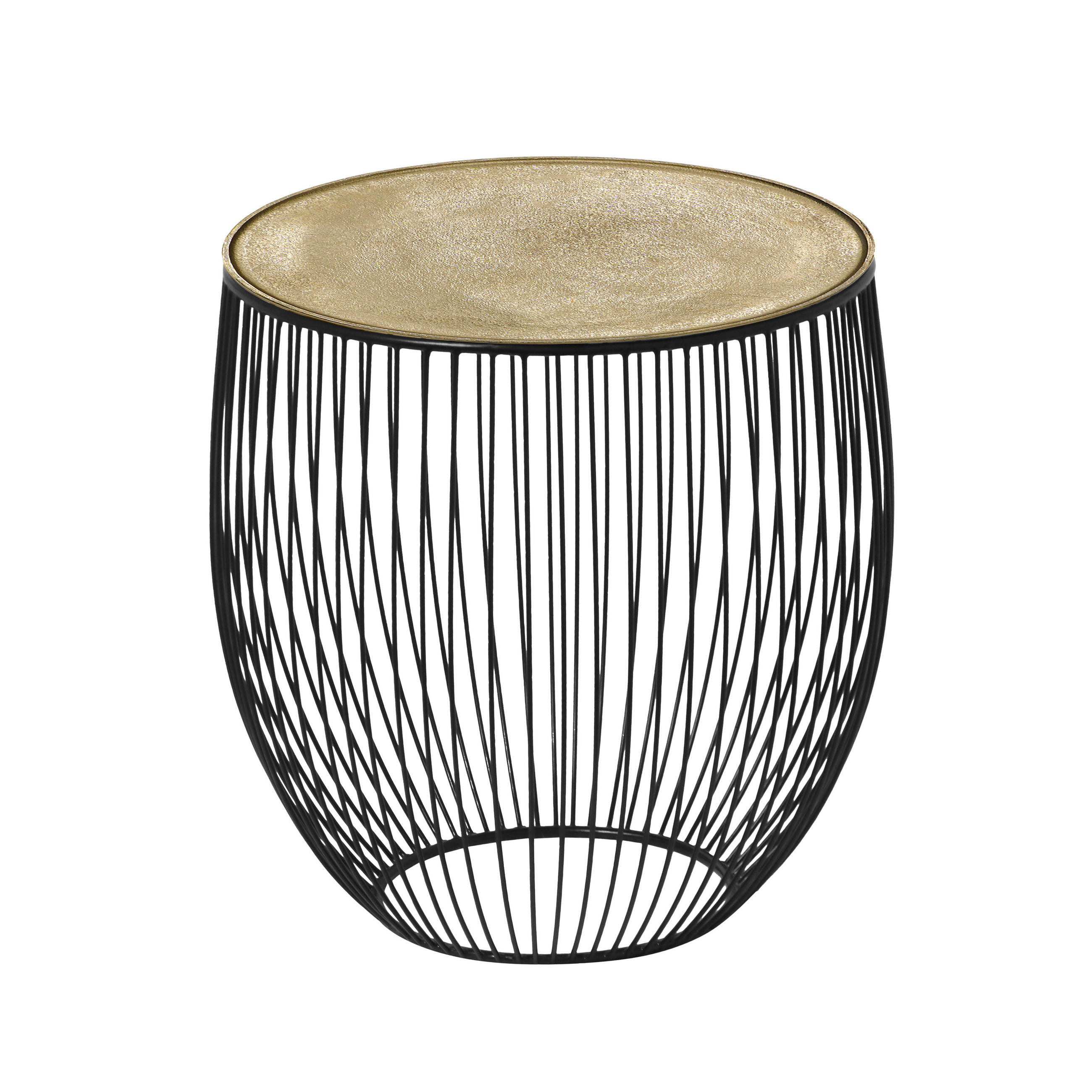 MASĂ AUXILIARĂ in metal 43/43/42 cm  - auriu/negru, Modern, metal (43/43/42cm) - Novel