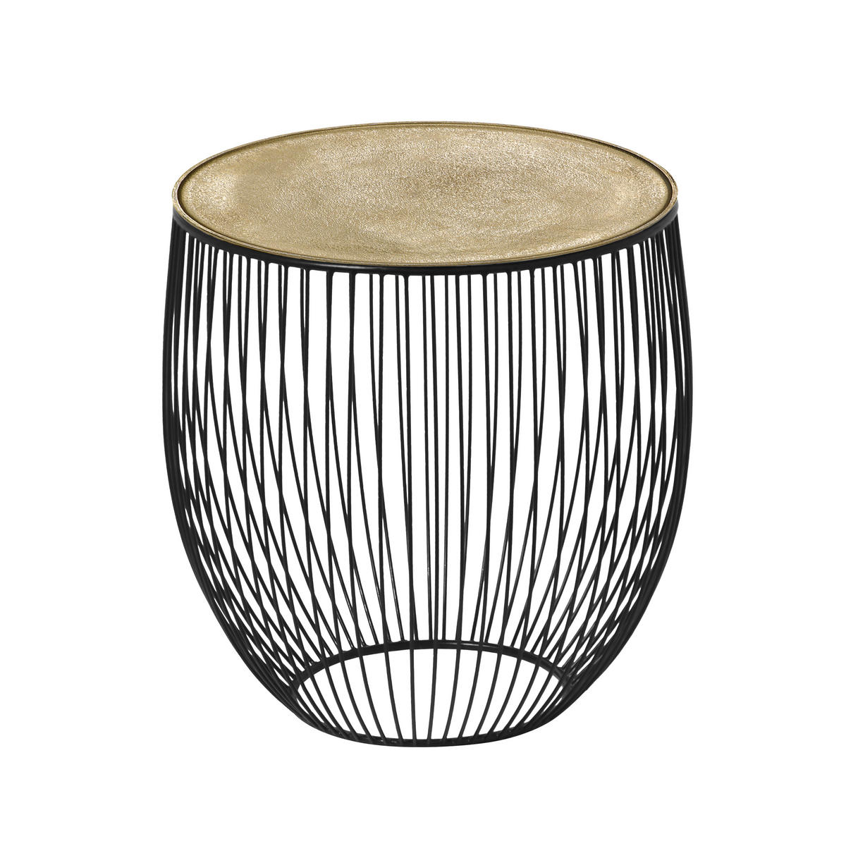 BEISTELLTISCH 43/43/42 cm Schwarz, Goldfarben rund
