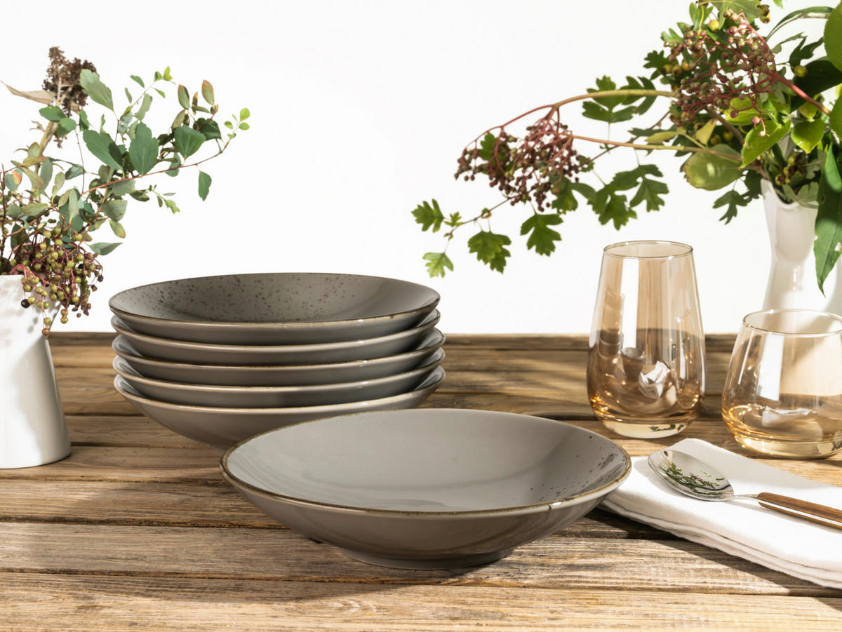 SUPPENTELLERSET 22 cm  - Grau, Trend, Keramik (22cm) - Creatable
