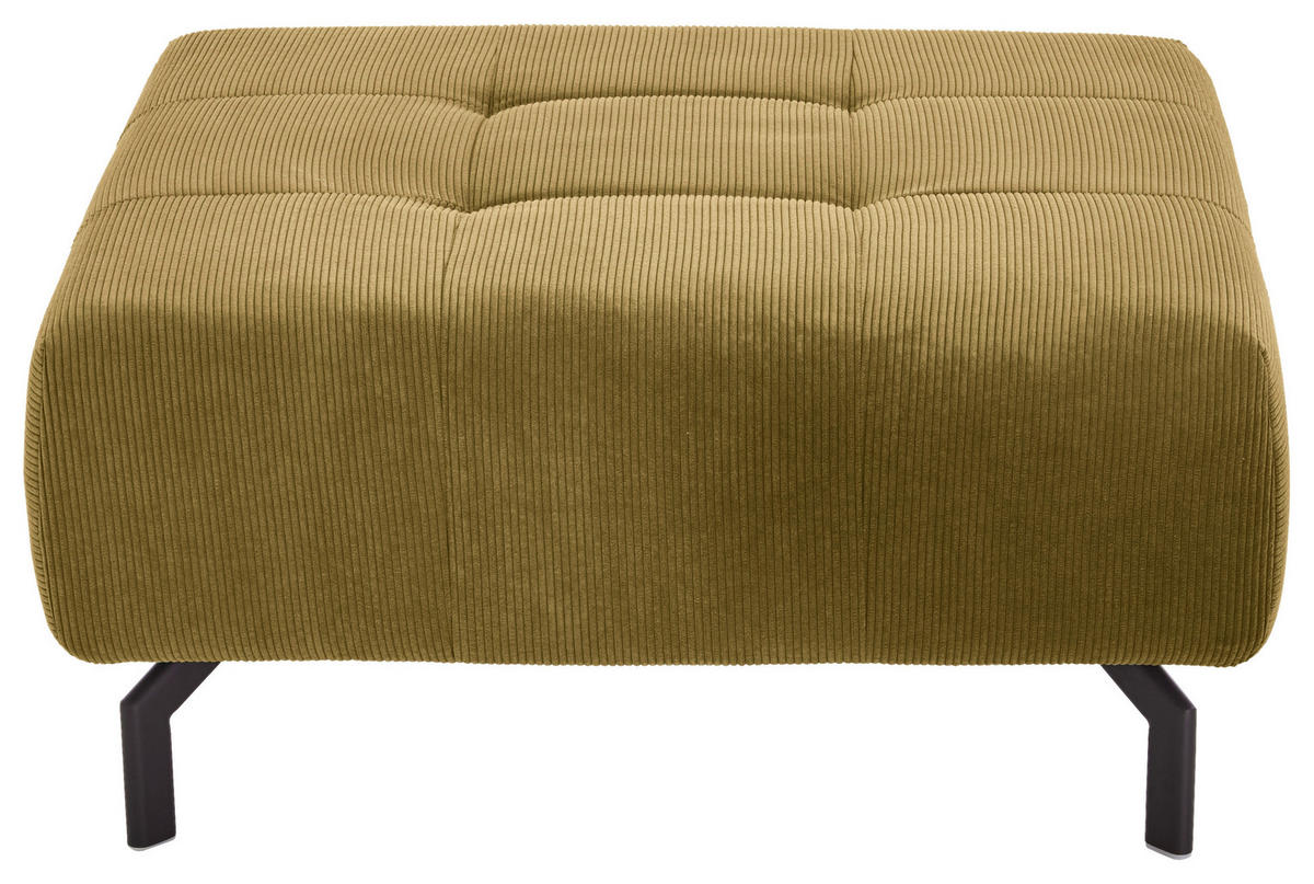 HOCKER Feincord Hellgrün  - Schwarz/Hellgrün, Design, Textil/Metall (90/44/75cm) - Beldomo Style