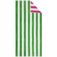 PEŠKIR ZA PLAŽU 90/180 cm , zelena, bela, pink  - pink/zelena, Osnovno, tekstil (90/180cm) - Esposa