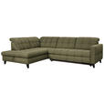 ECKSOFA in Webstoff Olivgrün  216/297 cm  - Schwarz/Olivgrün, Design, Holz/Textil (216/297cm) - Xora