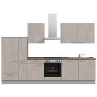 KÜCHENBLOCK 330 cm   in Grau, Schieferfarben  - Schieferfarben/Edelstahlfarben, MODERN, Holzwerkstoff/Metall (330cm) - Nobilia