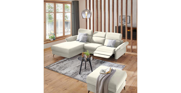 ECKSOFA in Echtleder Weiß  - Schwarz/Weiß, Natur, Leder/Metall (199/285cm) - Valnatura