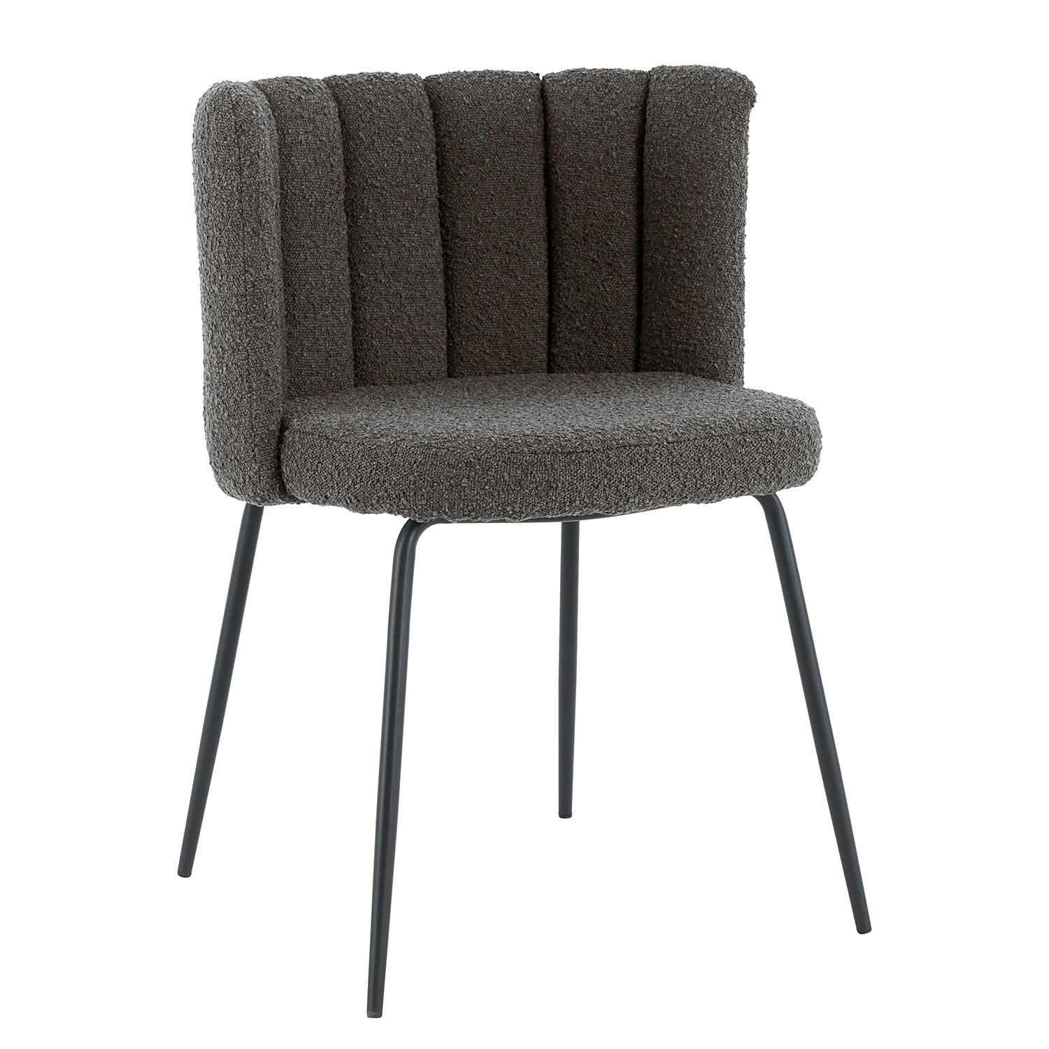 STUHL Bouclé Grau - Schwarz/Grau, LIFESTYLE, Textil/Metall (53/77/53cm) - home24