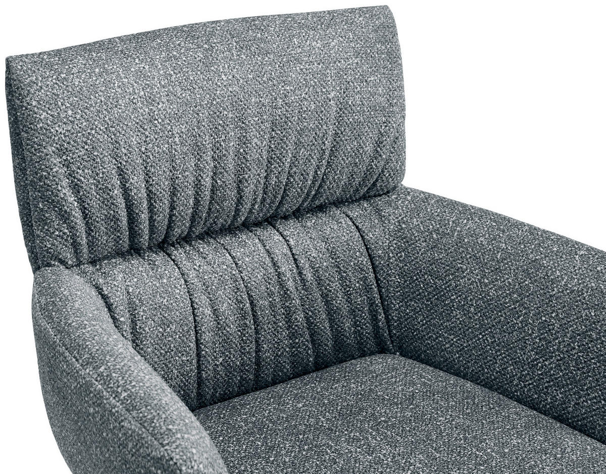 ARMLEHNSTUHL  in Eisen Leinenoptik  - Anthrazit/Schwarz, Design, Textil/Metall (64/86/63cm) - Dieter Knoll