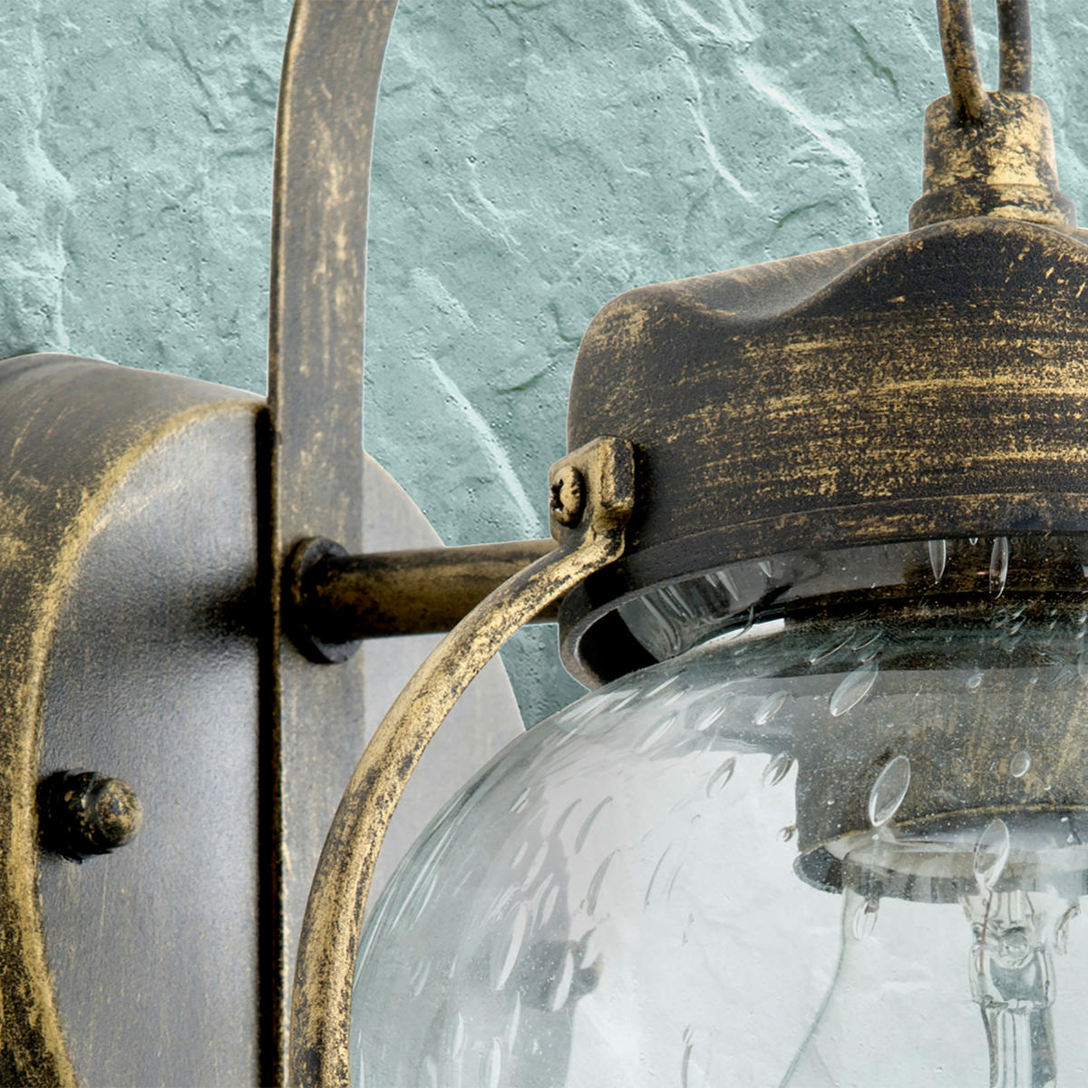 AUßENWANDLEUCHTE Taverna   - Goldfarben/Schwarz, LIFESTYLE, Glas/Metall (14/26/19cm)