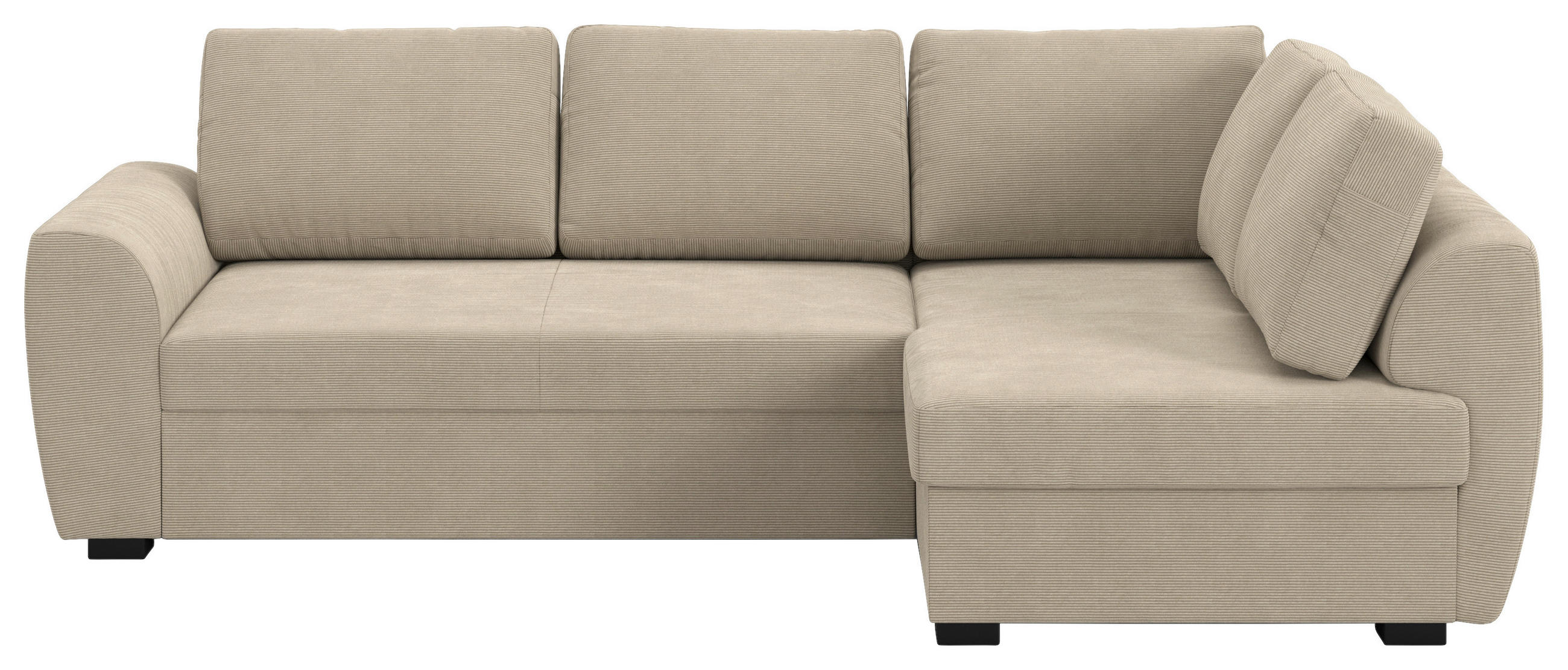 ECKSOFA Braun Cord Zierkissen, Bettkasten  - Schwarz/Braun, Trend, Kunststoff/Textil (253/154cm) - MID.YOU