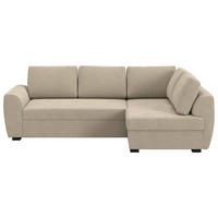 ECKSOFA Braun Cord Zierkissen, Bettkasten  - Schwarz/Braun, Trend, Kunststoff/Textil (253/154cm) - MID.YOU