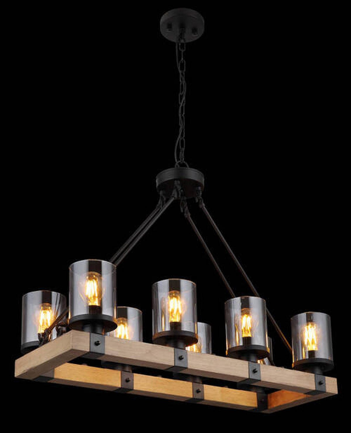 HÄNGLAMPA Lila 75/31,5/100 cm  - grå/svart, Natur, metall/glas (75/31,5/100cm) - Globo