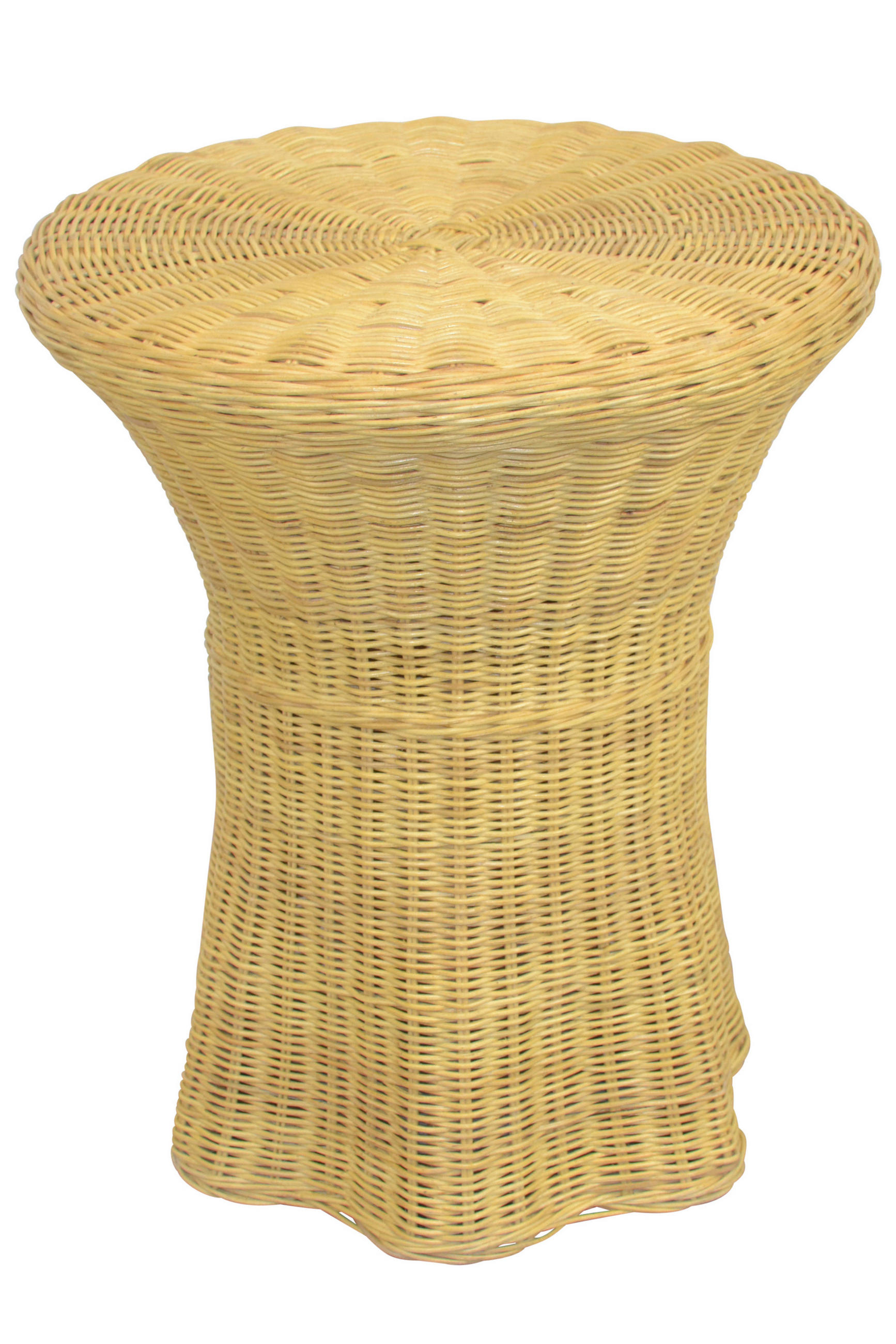BEISTELLTISCH Rattan massiv Beige rund  - Beige, Natur, Holz (44/44/51cm) - MID.YOU