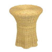 BEISTELLTISCH Rattan massiv Beige rund  - Beige, Natur, Holz (44/44/51cm) - MID.YOU