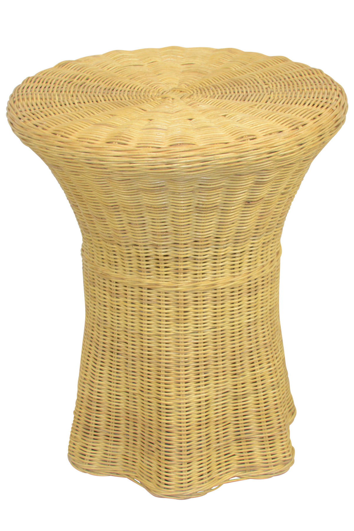 BEISTELLTISCH Rattan massiv Beige rund  - Beige, Natur, Holz (44/44/51cm) - MID.YOU