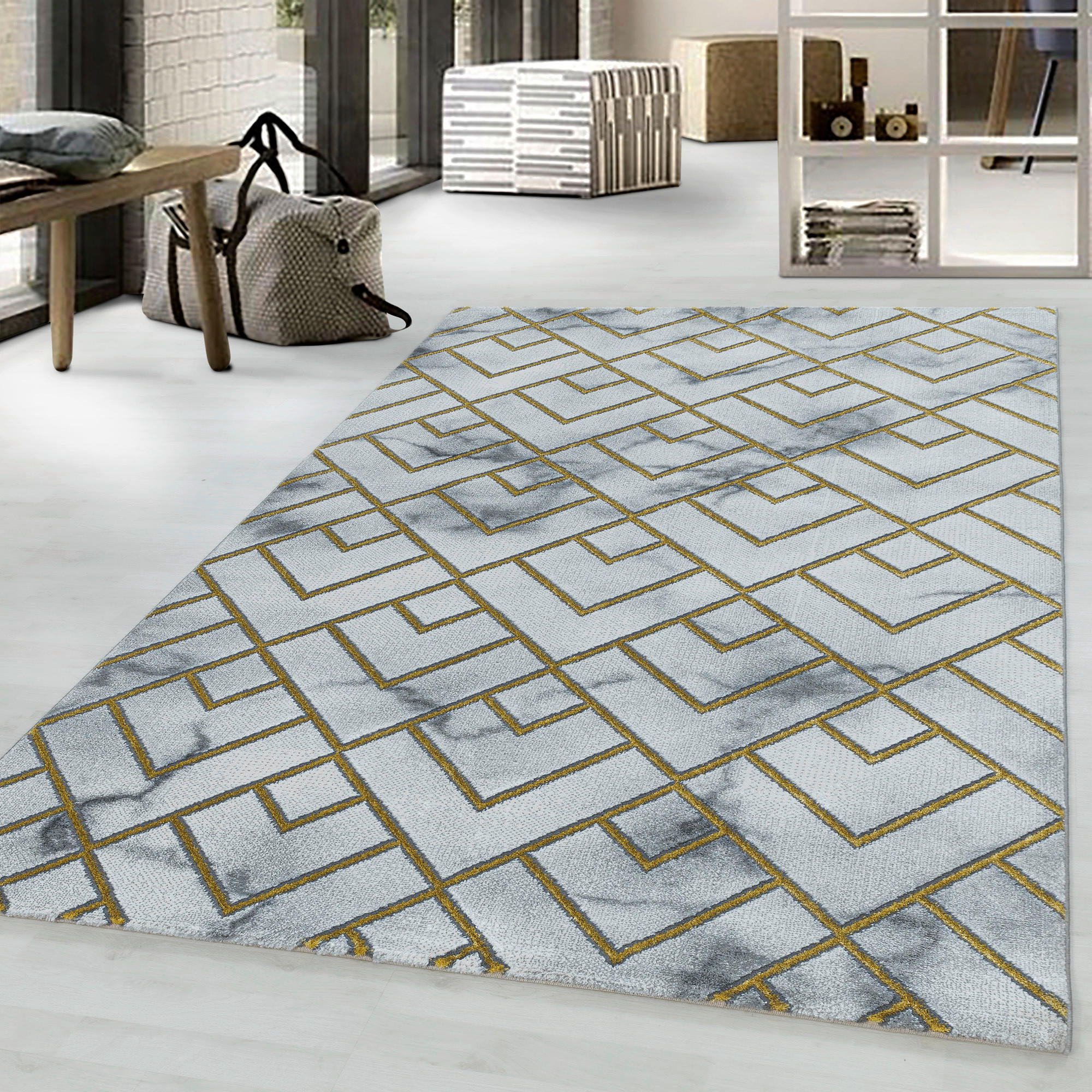 VÄVD MATTA 140/200 cm Naxos 3813 gold  - guldfärgad, Design, textil (140/200cm)