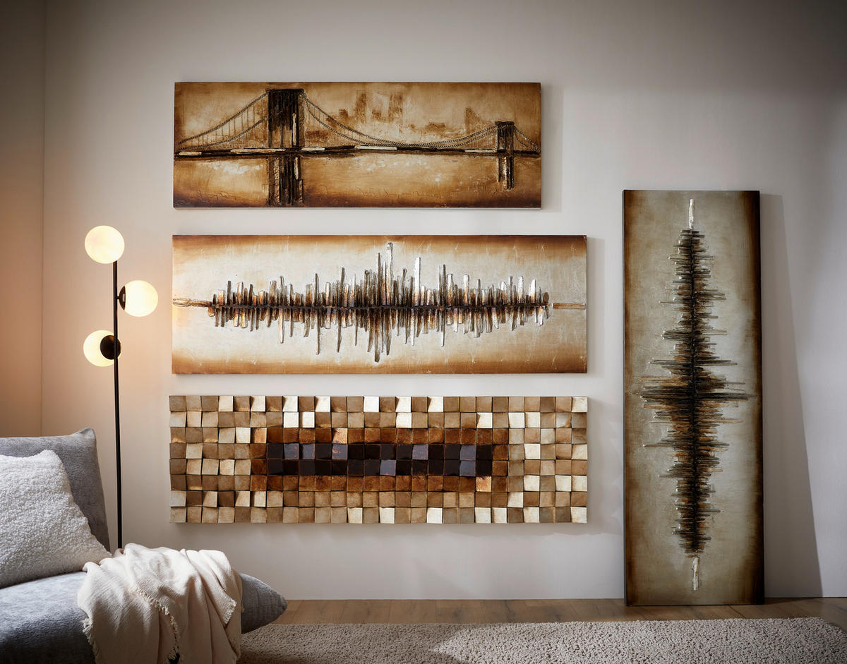 OBJEKTBILD Abstraktes 180/55 cm  - Silberfarben/Goldfarben, Design, Holz/Kunststoff (180/55cm) - Monee