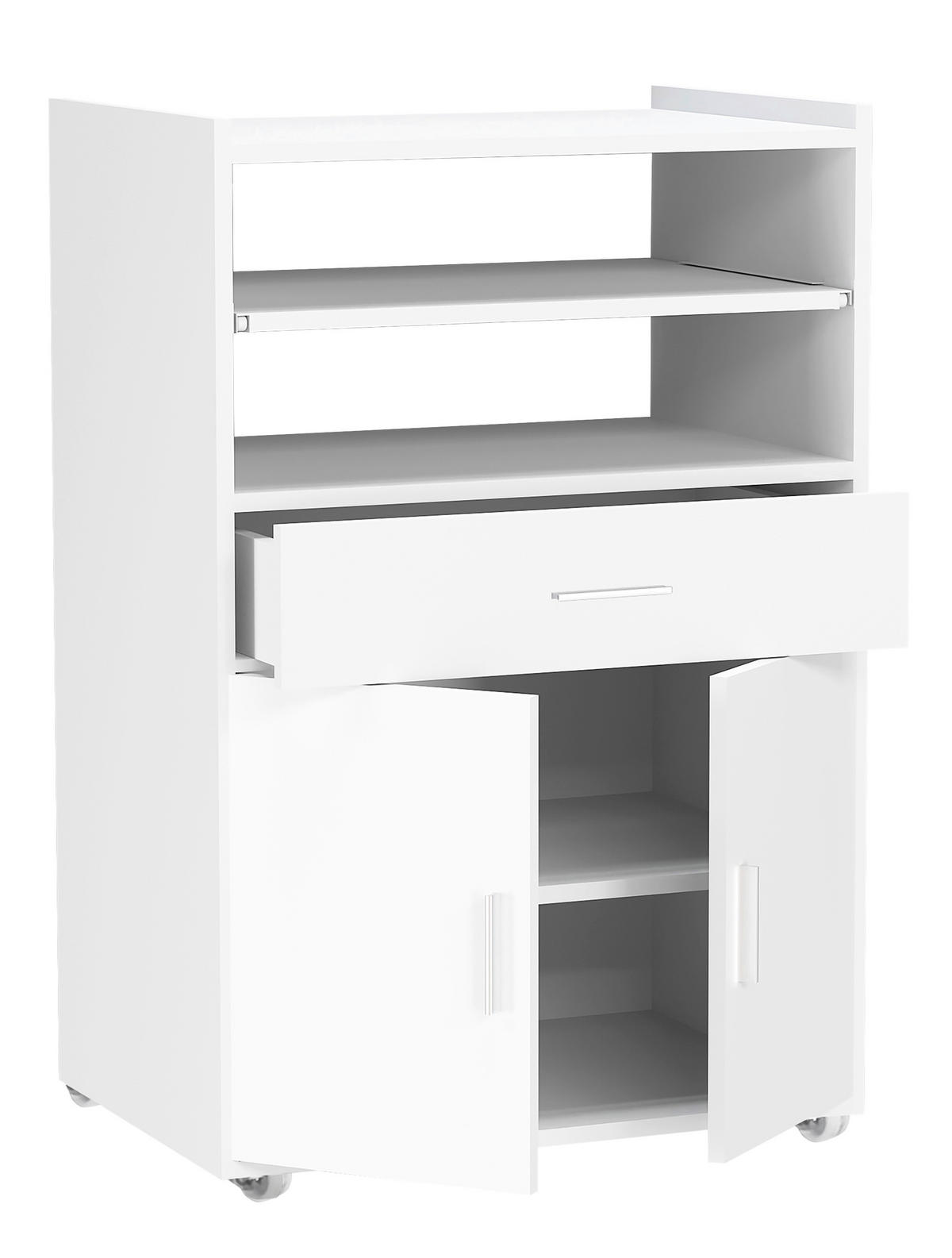 SERVIERWAGEN in Weiss  - Weiss/Silberfarben, Basics, Holzwerkstoff/Kunststoff (59/92/40cm) - MID.YOU