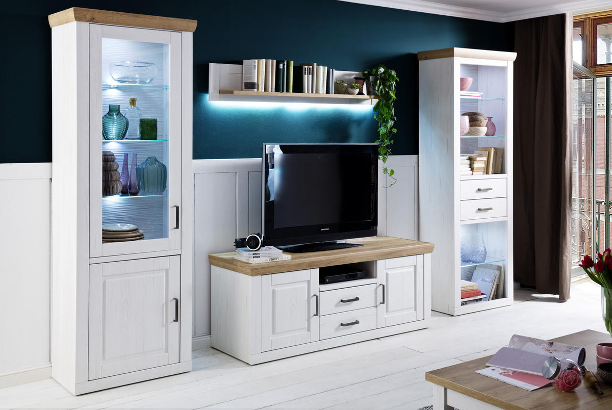 REGAL  73/210/40 cm Eichefarben, Pinienfarben  - Eichefarben/Pinienfarben, Lifestyle, Glas/Holzwerkstoff (73/210/40cm) - Livetastic
