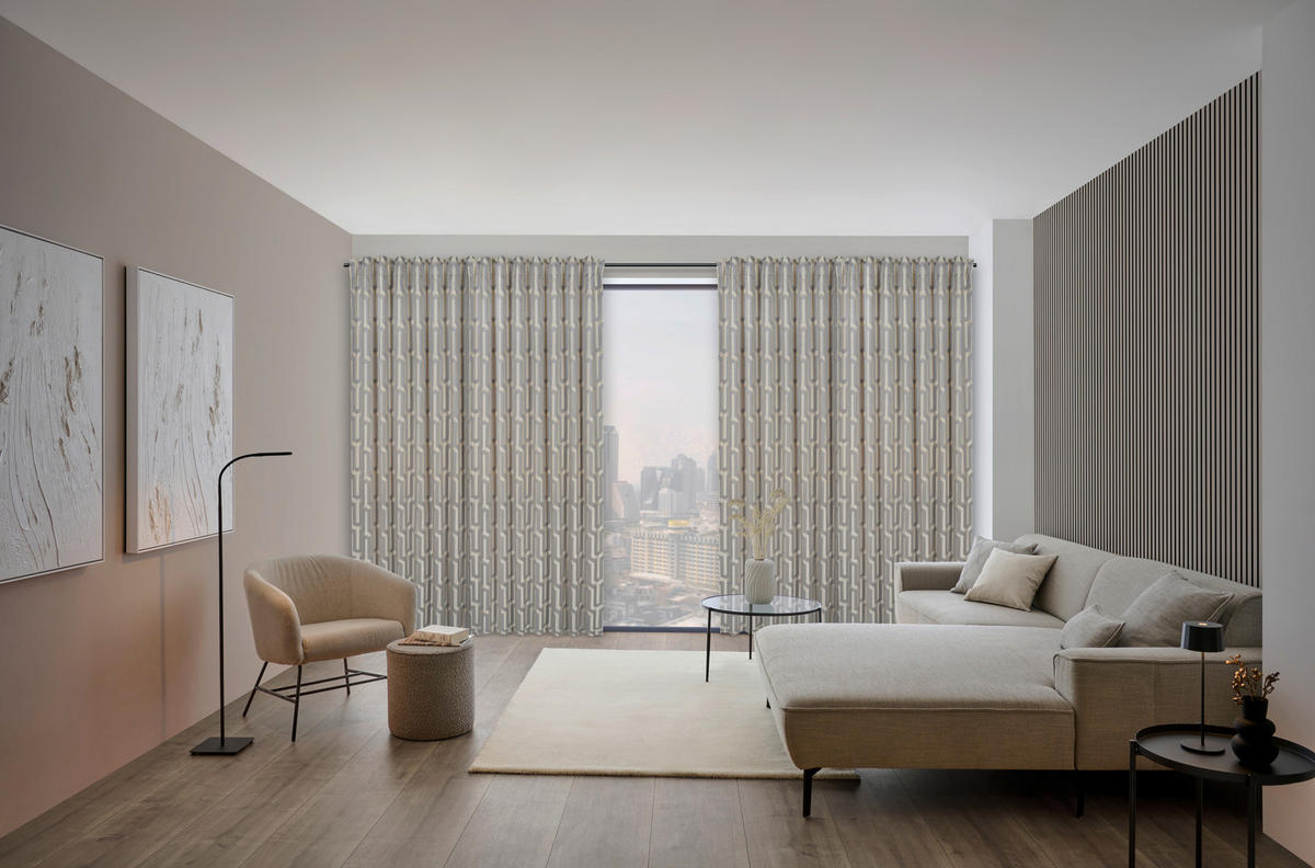 FERTIGVORHANG MALFOY blickdicht 140/245 cm   - Beige/Silberfarben, Design, Textil (140/245cm) - Ambiente