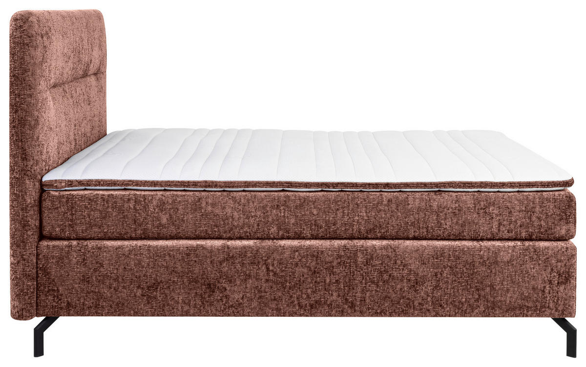 BOXSPRINGBETT 140/200 cm  in Rotbraun  - Rotbraun/Schwarz, Design, Textil/Metall (140/200cm) - Esposa