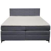 BOXSPRINGBETT 180/200 cm,  in Blaugrau, H3 = fest  - Blaugrau/Schwarz, KONVENTIONELL, Kunststoff/Textil (180/200cm)
