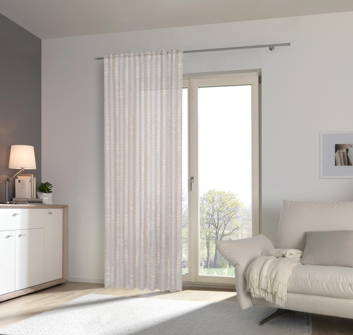 Draperie Confecționată semitransparent  - bej, Natur, textil (140/245cm) - Esposa