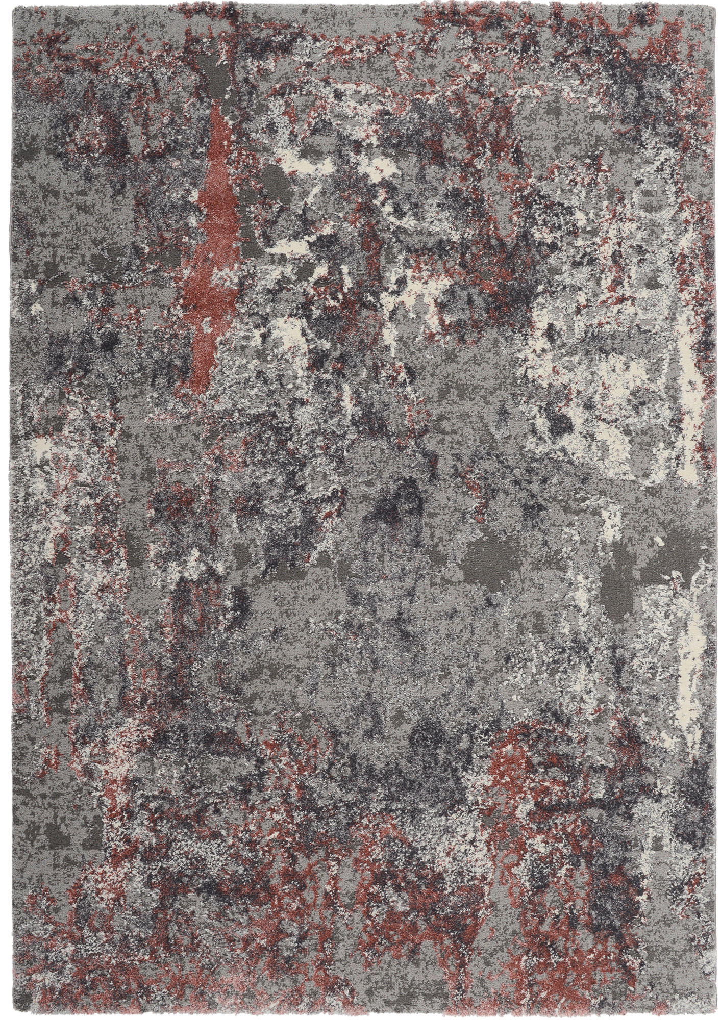 WEBTEPPICH 200/200 cm Timeline Quantum  - Hellrot/Grau, Design, Textil (200/200cm) - Novel