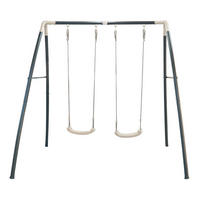 Schaukel Metal Double Swing Anthrazit, Weiß  - Anthrazit/Weiß, Basics, Kunststoff/Metall (210/217/210cm)