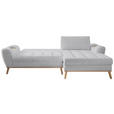 ECKSOFA in Webstoff Silberfarben  - Eichefarben/Silberfarben, Design, Holz/Textil (282/175cm) - Carryhome