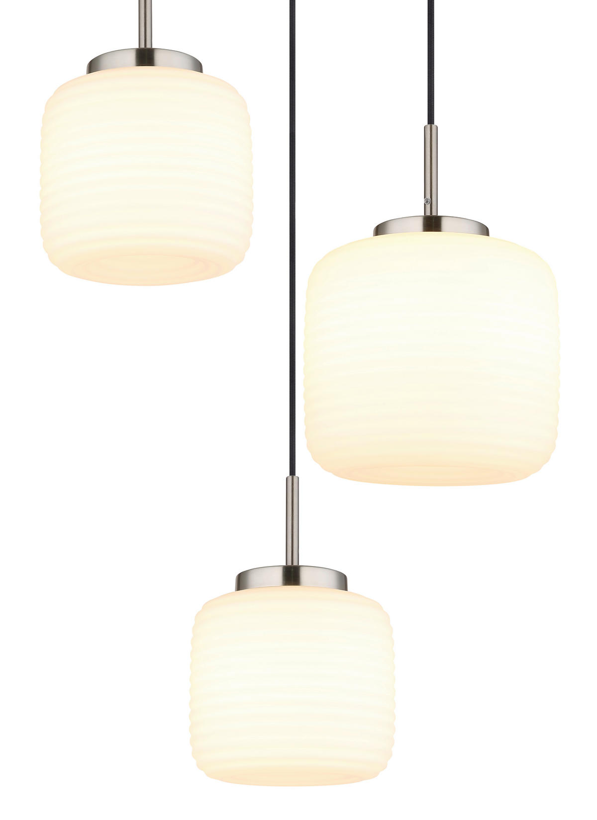 HÄNGELEUCHTE 52,5/130 cm  - Schwarz/Weiß, KONVENTIONELL, Glas/Textil (52,5/130cm) - Globo