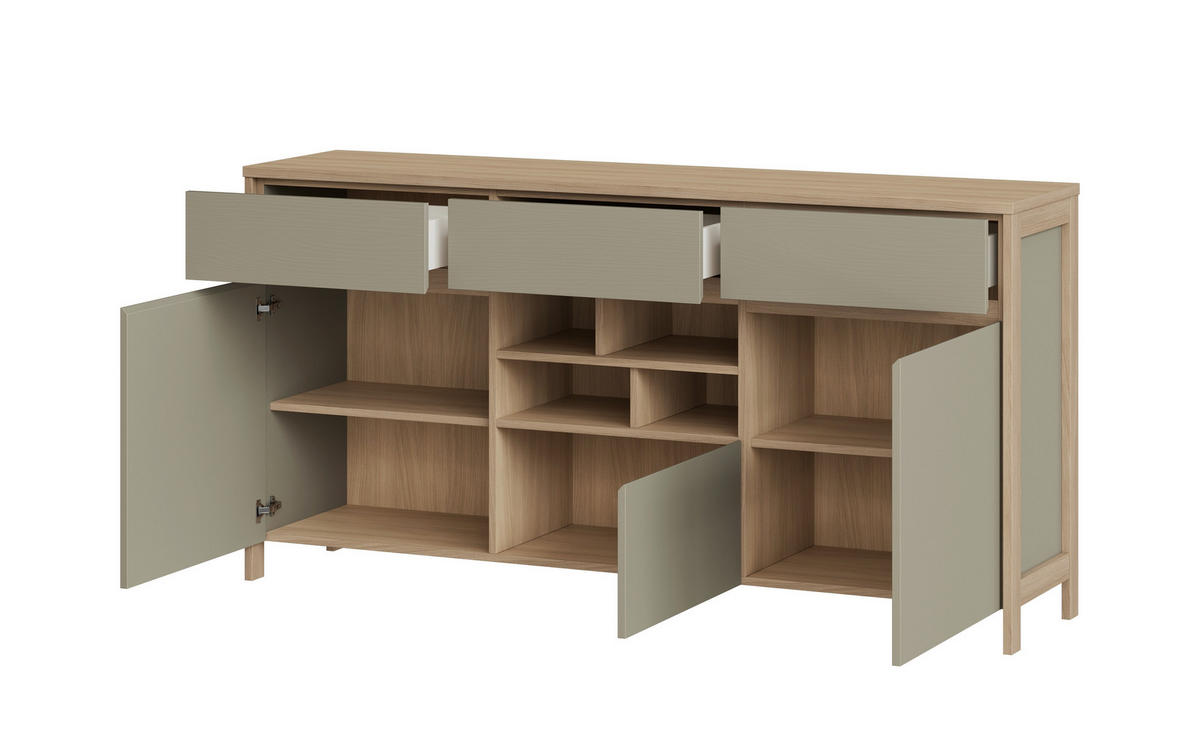 SIDEBOARD  164/85/39 cm 3 Schublade(n)  - Eukalyptusholzfarben/Eichefarben, Design, Holzwerkstoff (164/85/39cm) - MID.YOU