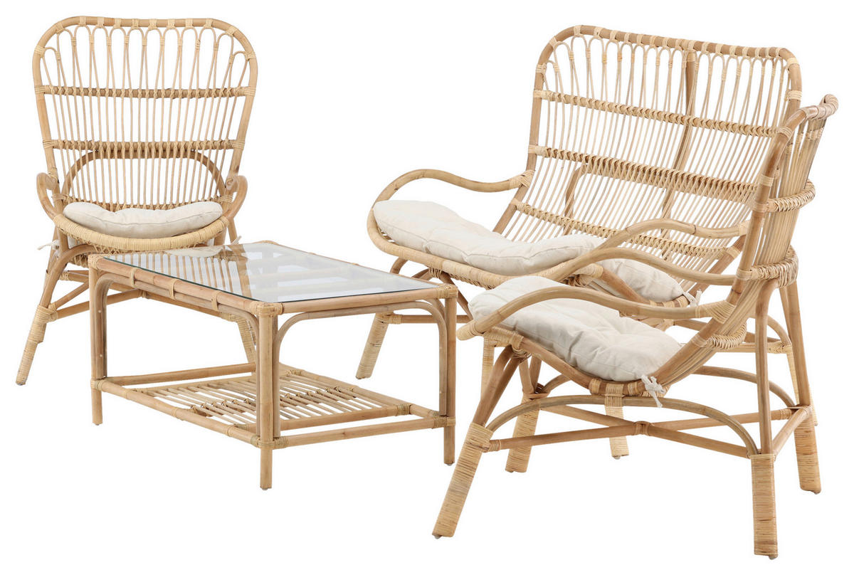 LOUNGEGARNITUR Rattan  - Braun, KONVENTIONELL, Holz - Gardenson