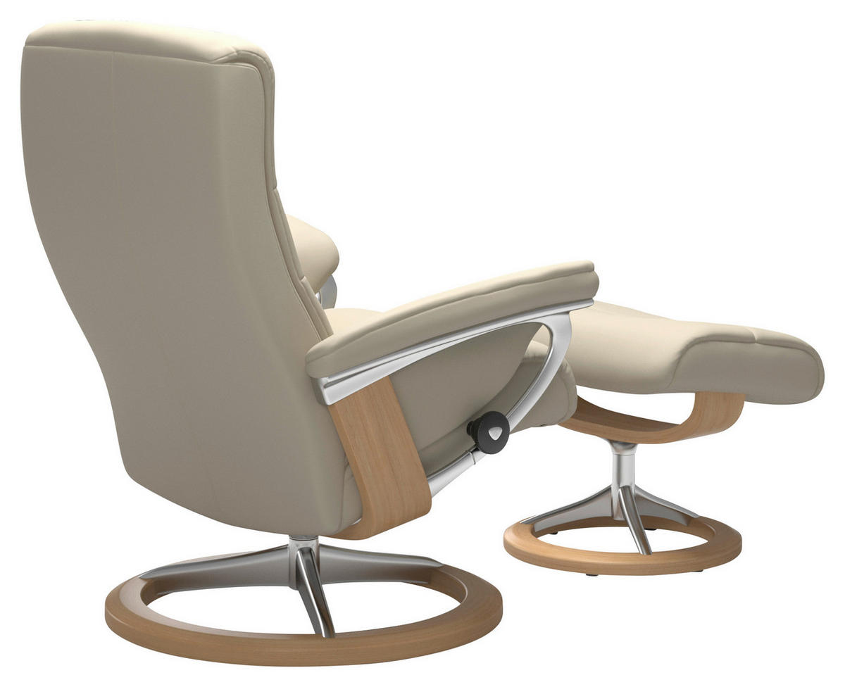 RELAXSESSELSET Echtleder Hocker    - Wengefarben/Creme, KONVENTIONELL, Leder/Holz (84/102/76cm) - Stressless
