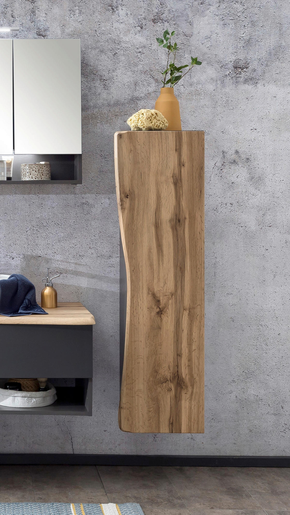 MIDISCHRANK 30/130/35 cm  - Eiche Wotan/Silberfarben, Natur, Holzwerkstoff/Kunststoff (30/130/35cm) - Xora