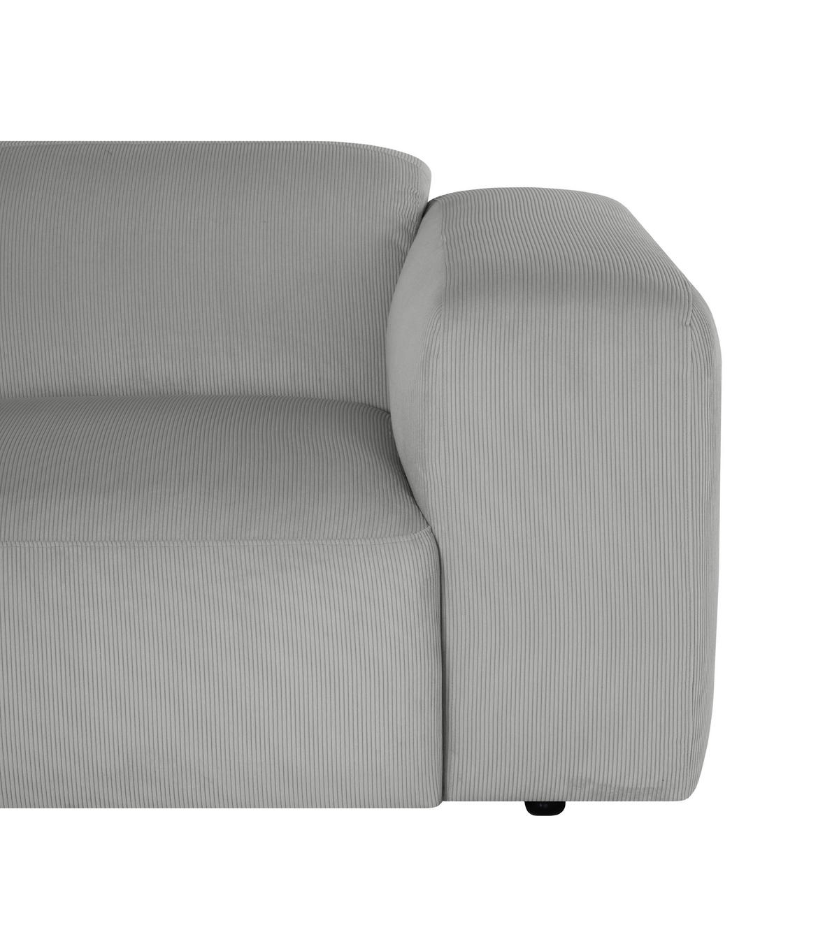 ECKSOFA HANNAH Hellgrau Cord  - Hellgrau/Schwarz, Design, Kunststoff/Textil (200/304cm) - MID.YOU