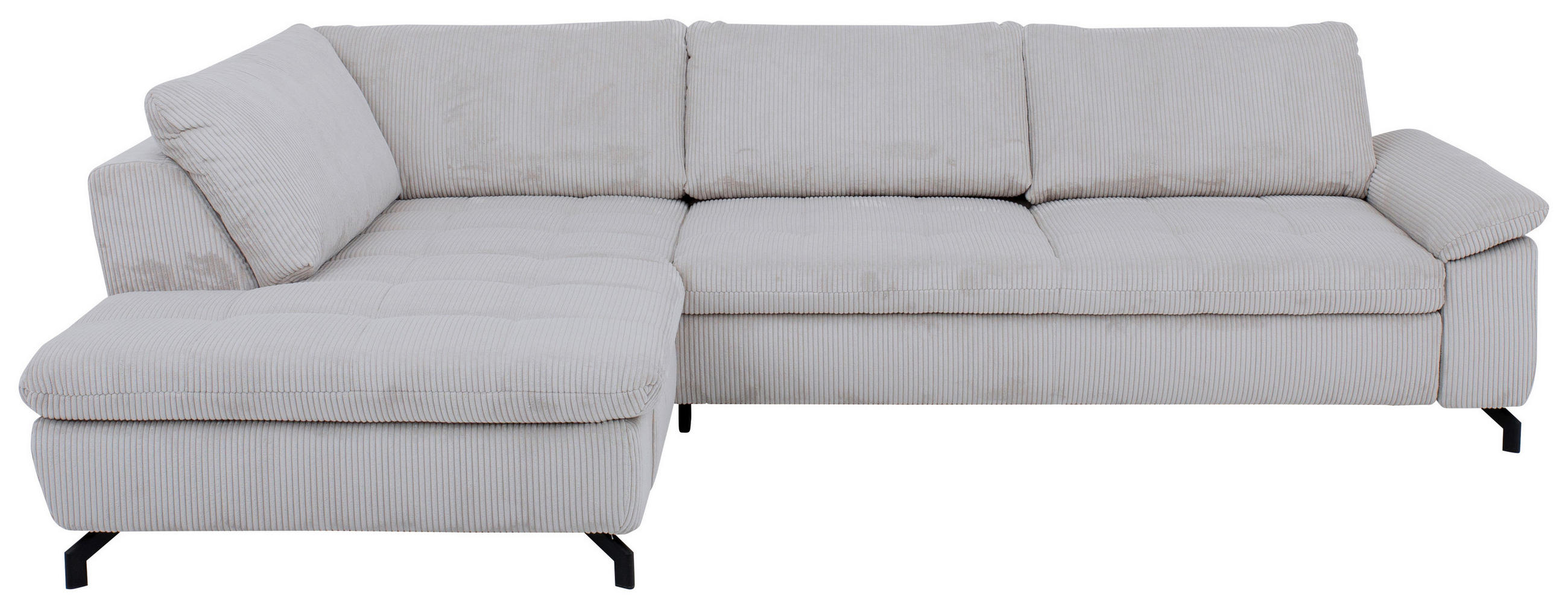 ECKSOFA in Cord, Velours Grau  - Schwarz/Grau, Design, Textil/Metall (197/291cm) - Beldomo Style
