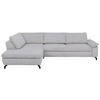 ECKSOFA in Cord, Velours Grau  - Schwarz/Grau, Design, Textil/Metall (197/291cm) - Beldomo Style
