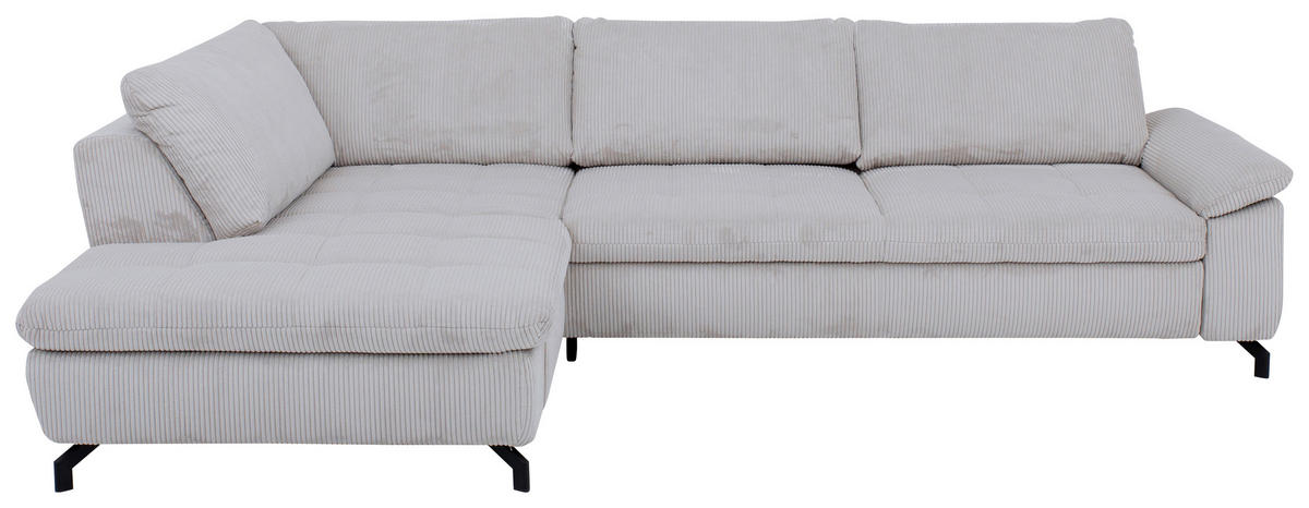 ECKSOFA Sense Grau Cord, Velours  - Schwarz/Grau, Design, Textil/Metall (197/291cm) - Beldomo Style