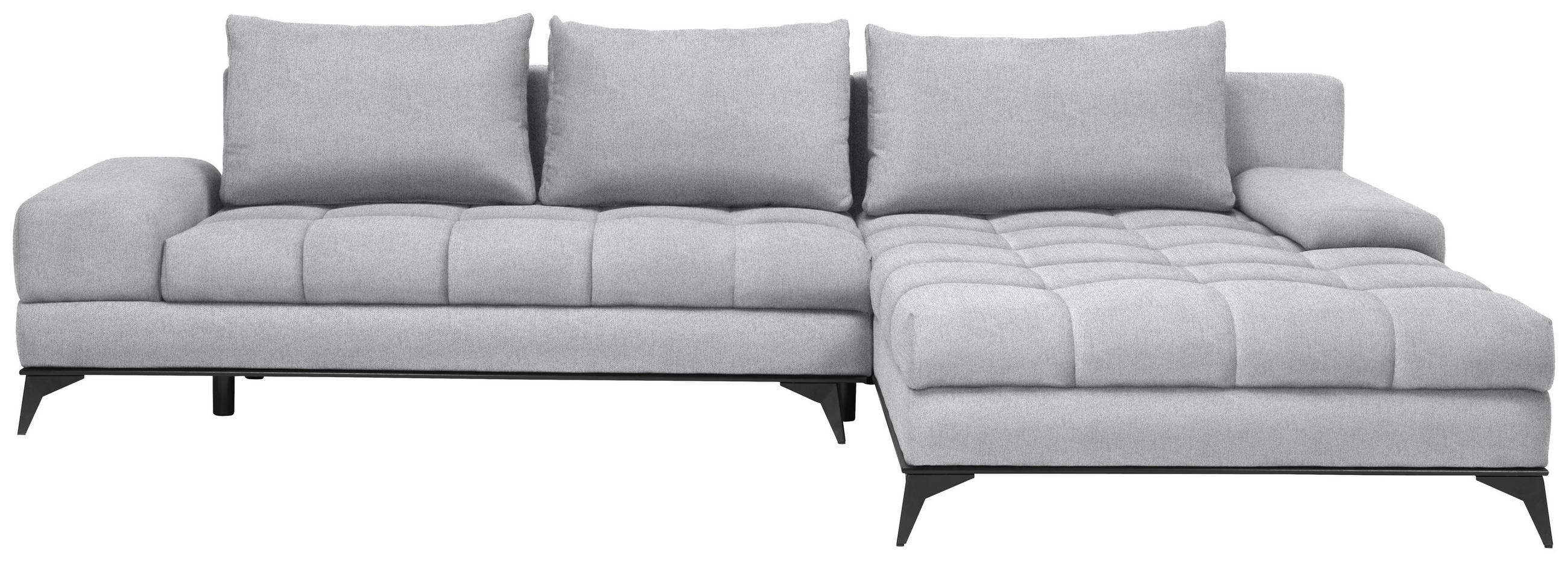 ECKSOFA Greige Webstoff  - Greige/Schwarz, Design, Textil/Metall (315/212cm) - Carryhome